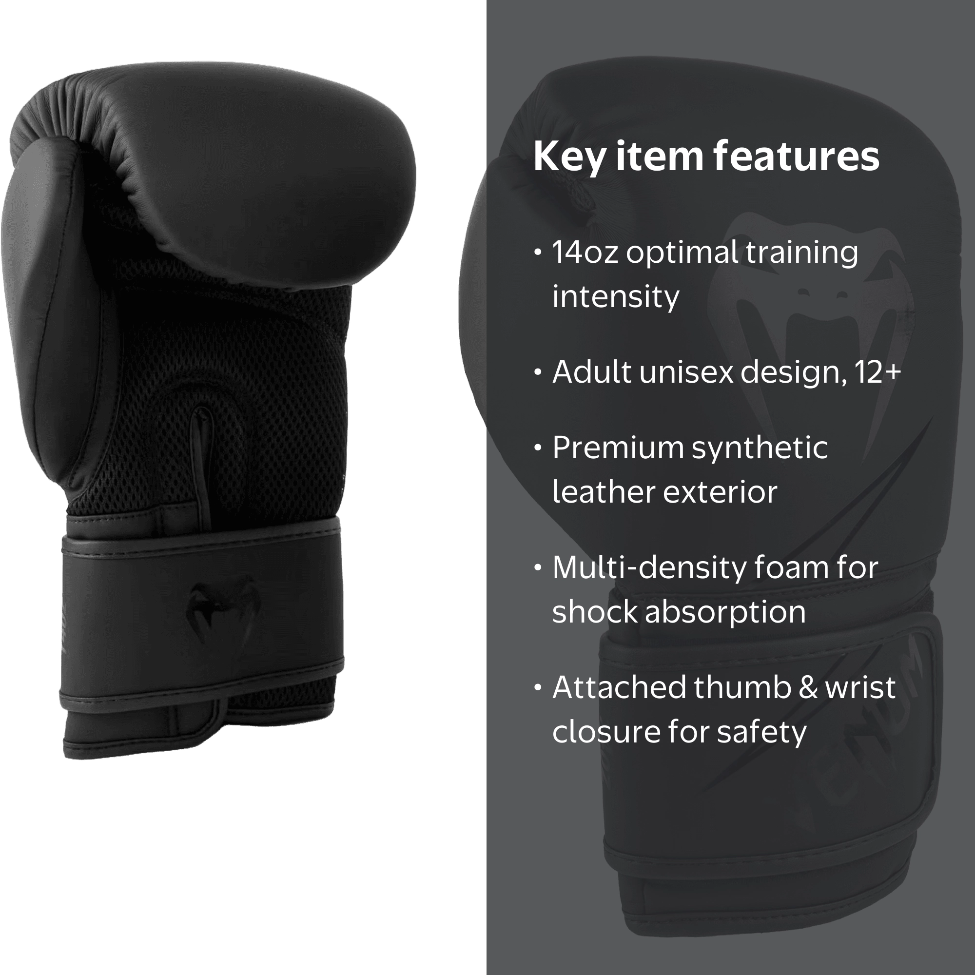 Venum Classic Boxing Gloves - 14oz, Unisex, Synthetic Leather