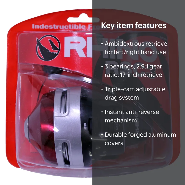 Zebco Rhino Spincast Reel, Size 3, 2.9:1 Gear Ratio, 17