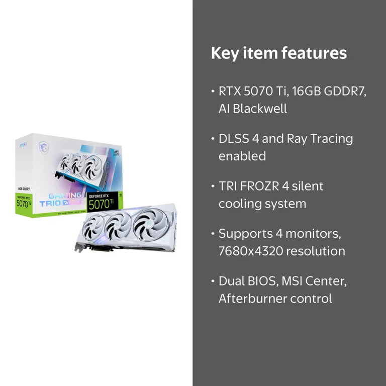 MSI NVIDIA GeForce RTX 5070 Ti Graphic Card - 16 GB GDDR7 (g507t