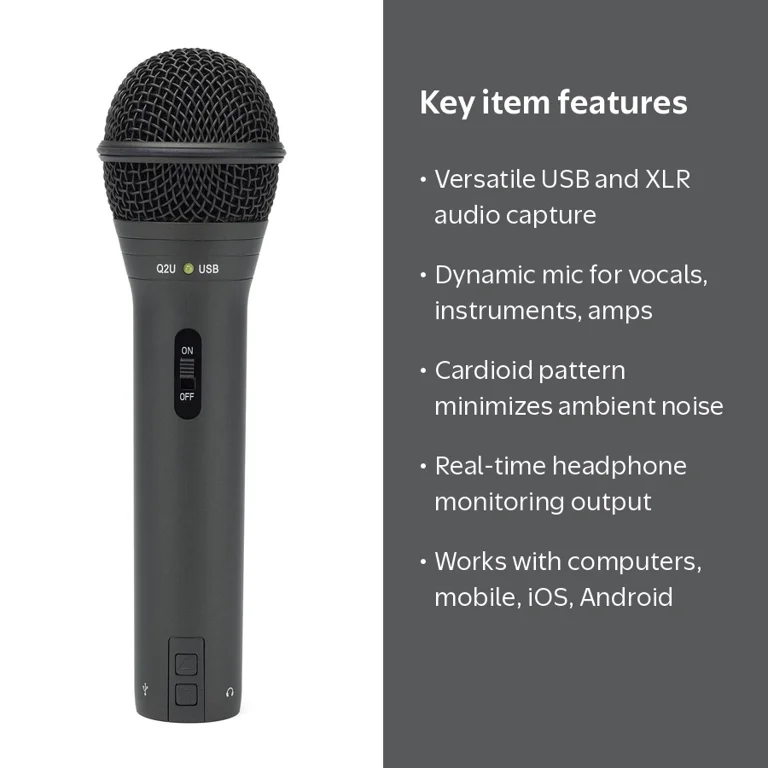 Samson Q2U Handheld Dynamic USB Microphone, Recording and