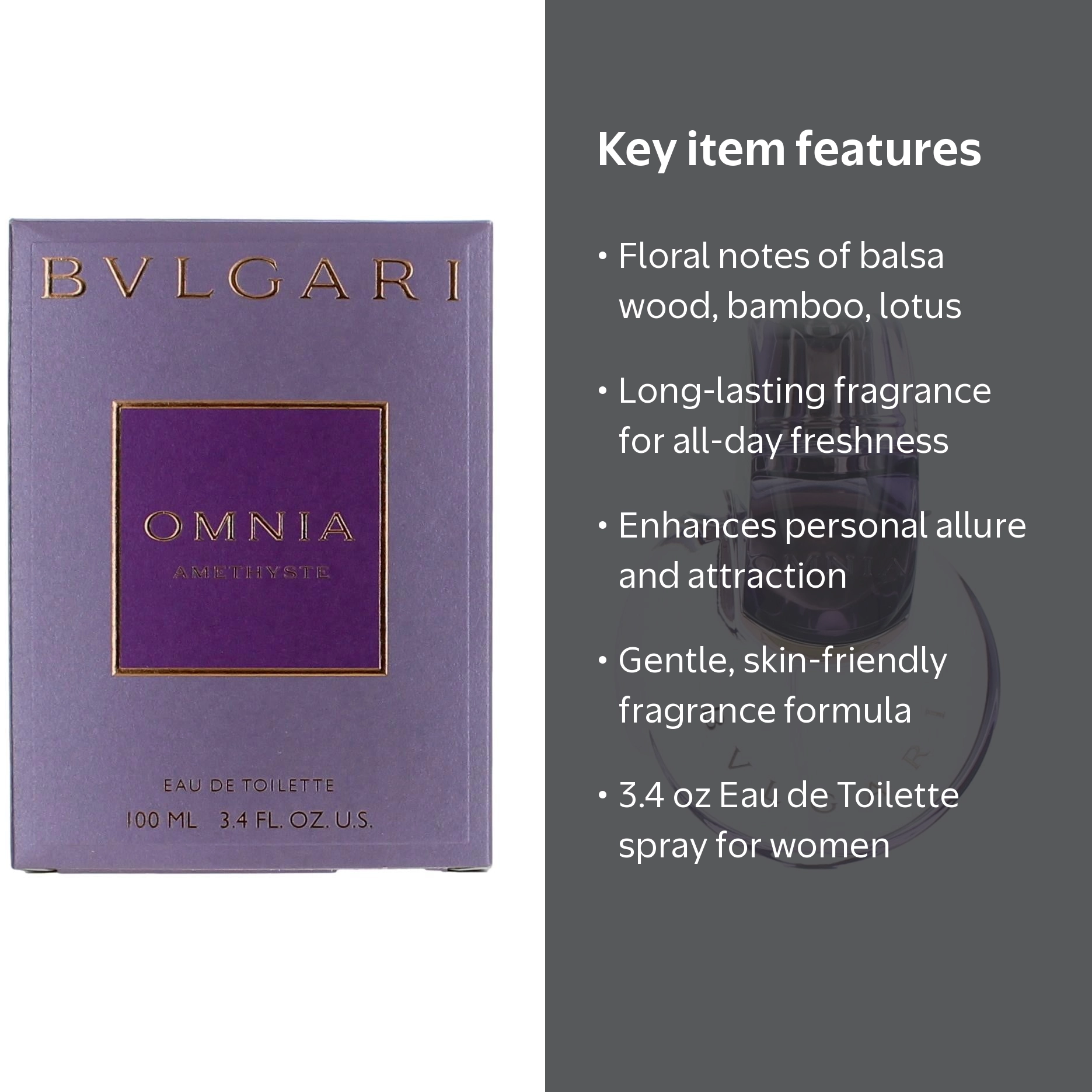 Bvlgari, Omnia Amethyste, 3.4 oz EDT Spray, Floral fragrance
