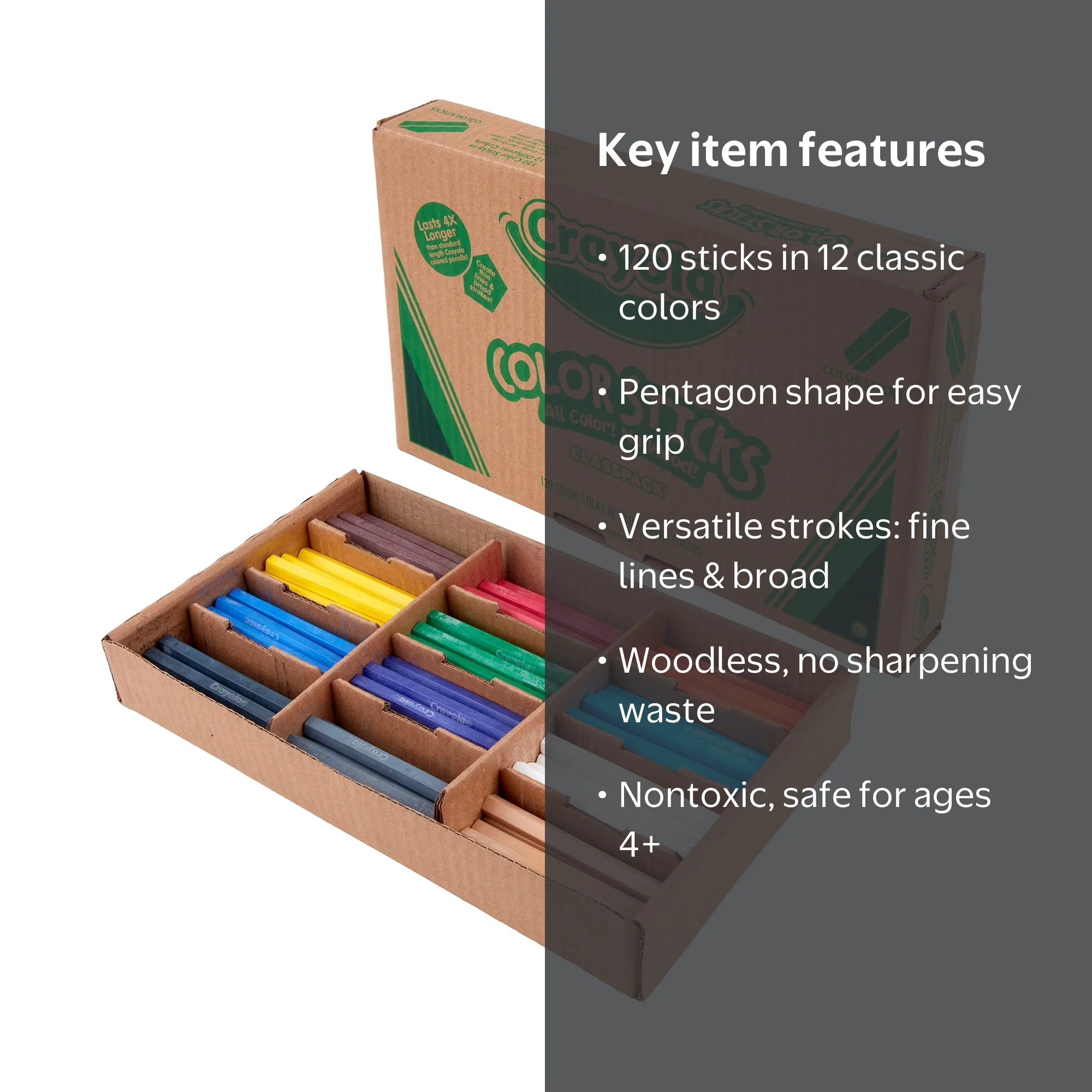 ★mt★ 色鉛筆9mm幅　水彩絵の具　9mm幅 くれよん9mm幅　まとめ売り Crayola Color Sticks Woodless Art Pencils (120 Count) - Walmart.com