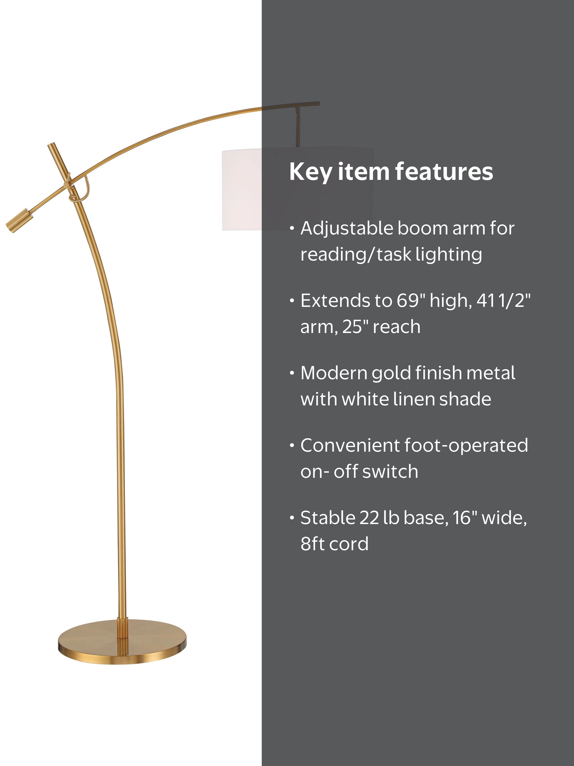 Possini Euro Design Raymond Arc Floor Lamp, 69