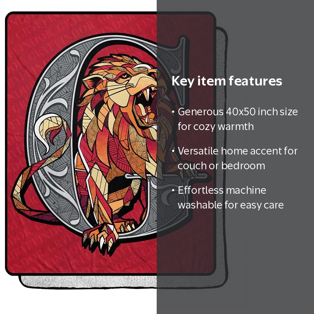Harry Potter, Roar For Gryffindor Silk Touch Sherpa Blanket, 40