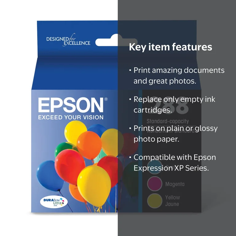 Epson, Ink, T288520-S, Color Combo Pack, Ultra Durabrite - Walmart.com