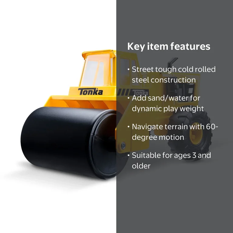 Tonka Steel Classics Steam Roller Play Vehicle, Made with Steel