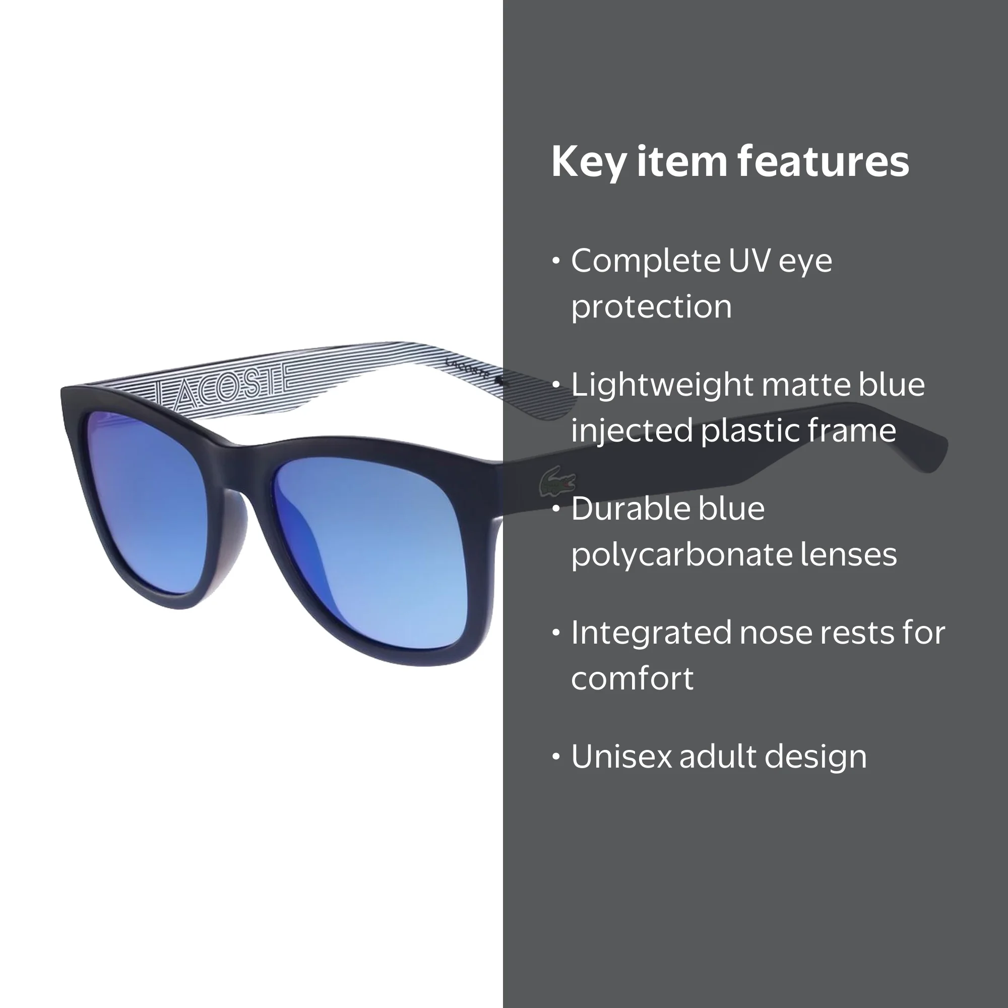 Lacoste Blue Square Unisex Sunglasses - Walmart.com