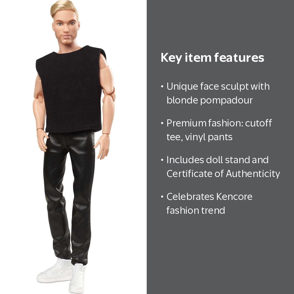 Barbie Signature Looks Ken Doll, Posable Blonde with Unique Facial