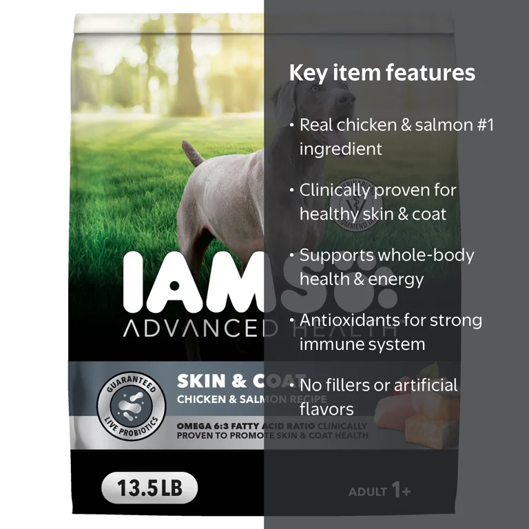 IAMS Advanced Health Skin and Coat Dog Food with Real Chicken and