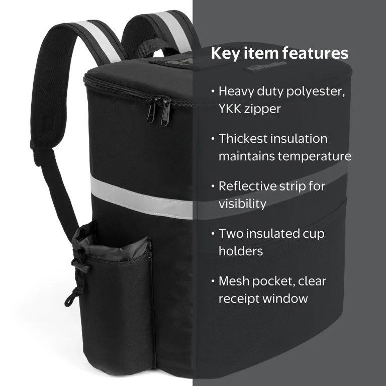HOMEVATIVE, Insulated Food Delivery Backpack, 14 x 10 x 16, Black