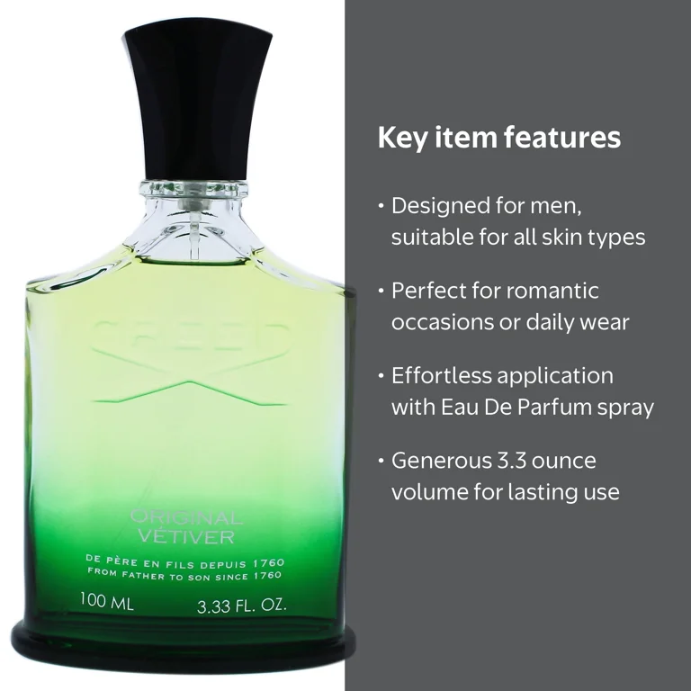 Creed Original Vetiver Men's Perfume Spray, Eau De Parfum, 3.3 Oz