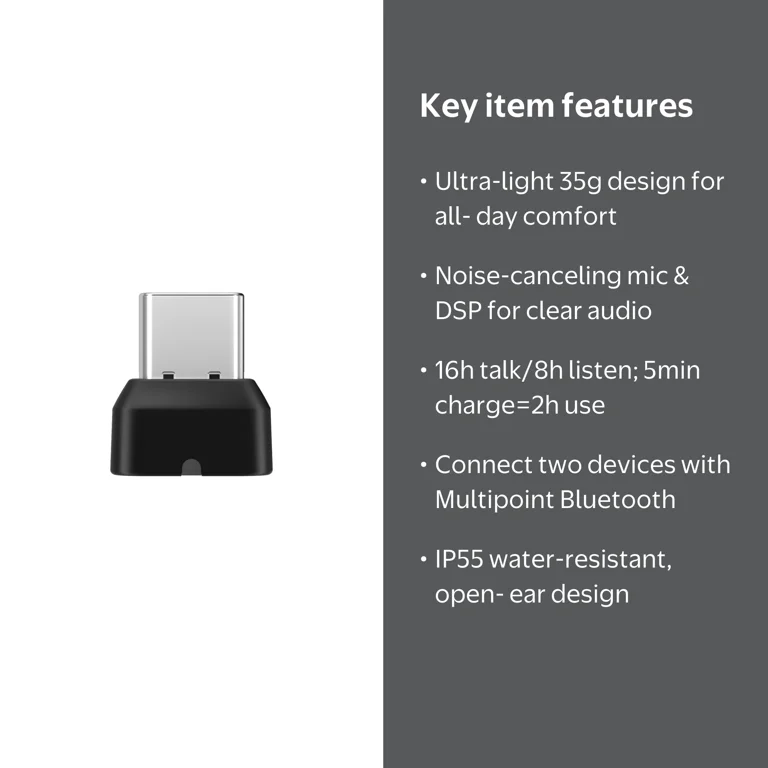 Shokz OpenComm2 UC Wireless Bone Conduction Headset, Boom Mic