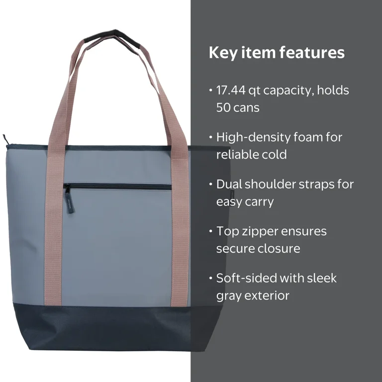Ozark Trail 17.44 qt 50-Can Soft-Sided Cooler Tote, Gray - Walmart.com