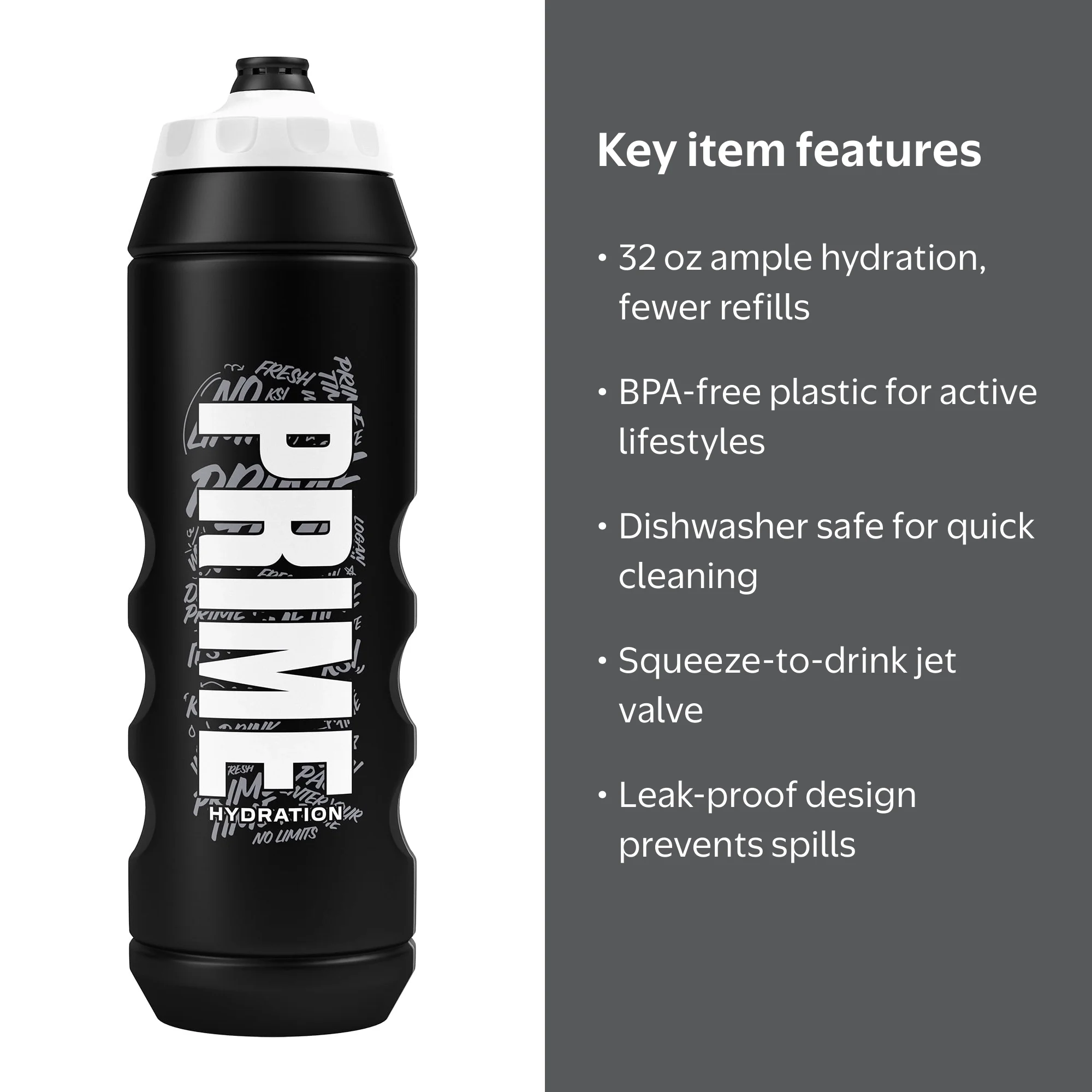 prime343disc＋ prime Black edition85mm PRIME, Water Sports Bottle, 32 fl oz, Black Graffiti - Walmart.com
