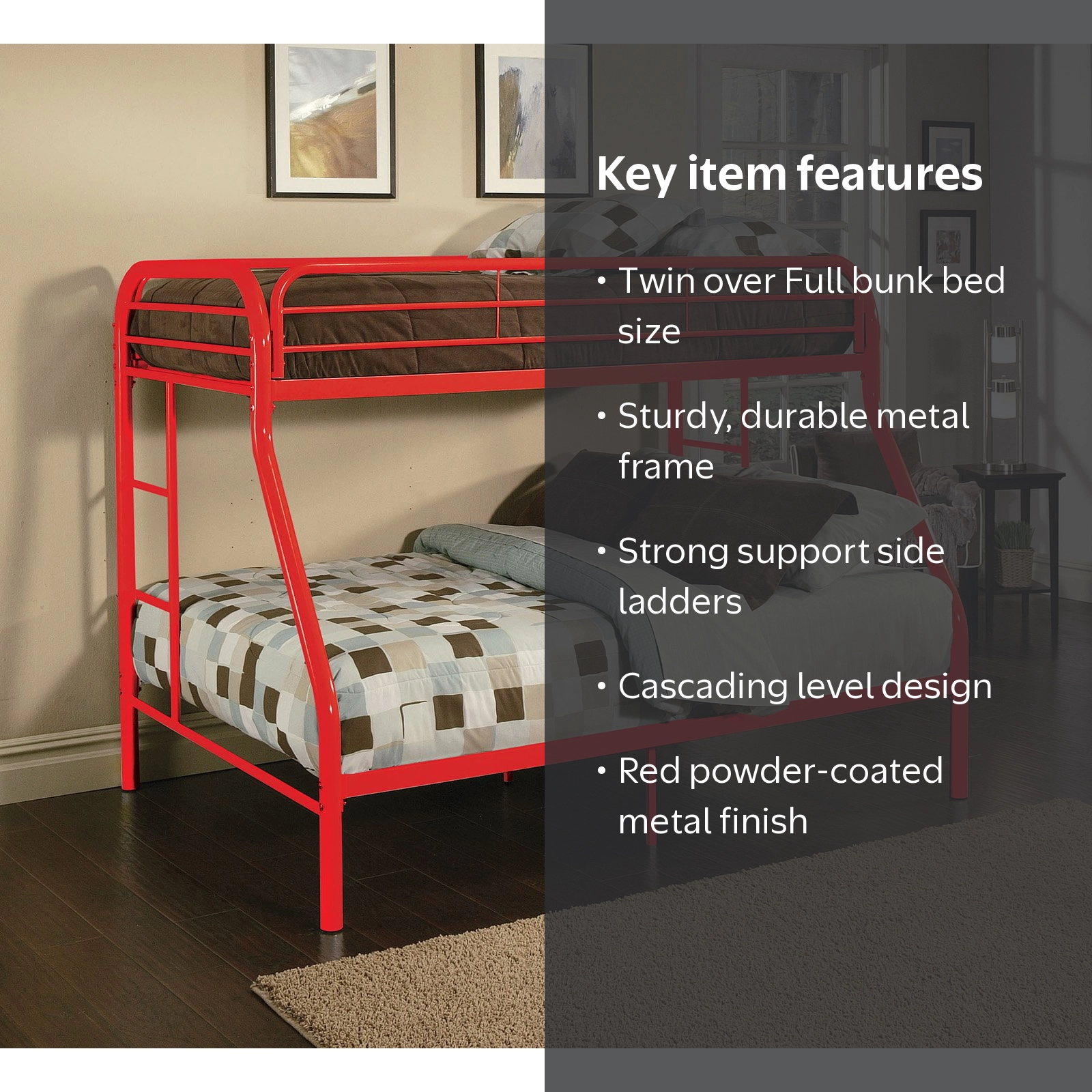 ACME Furniture Tritan Twin over Full Bunk Bed in Red - Walmart.com