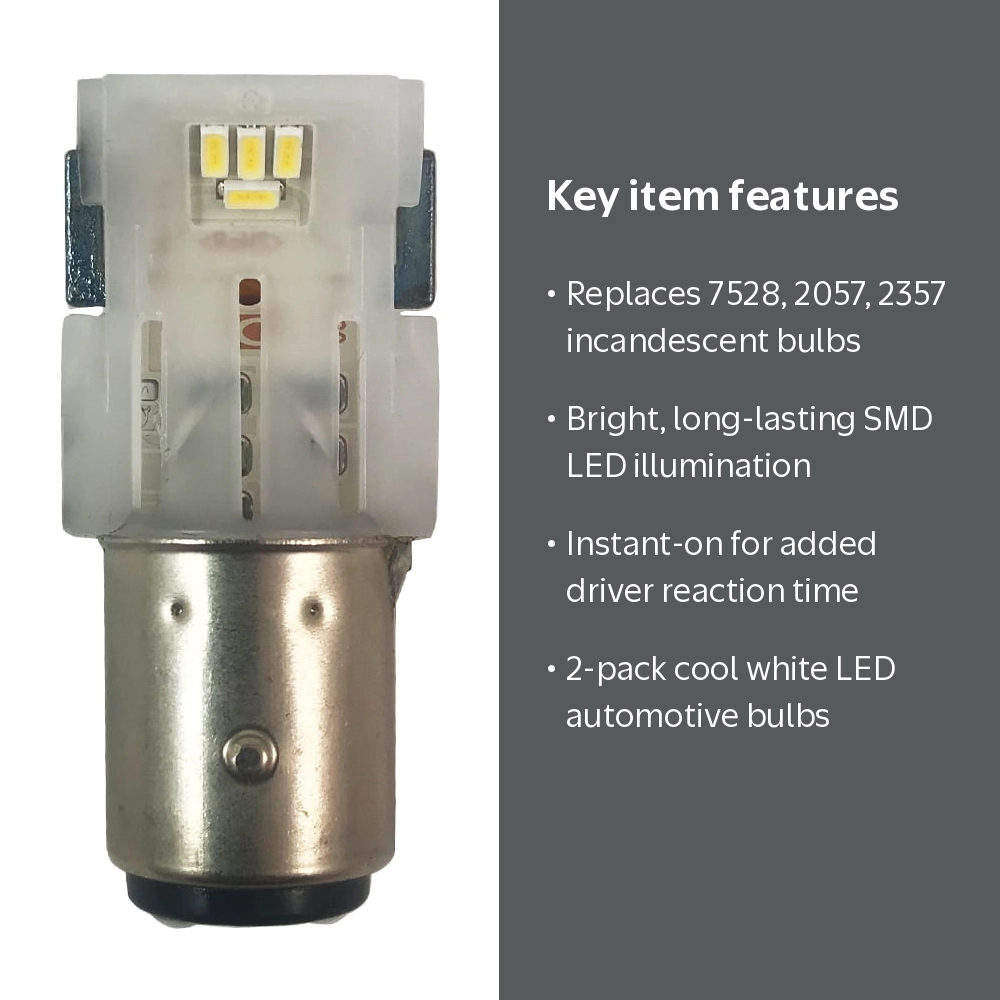 2-PK SYLVANIA 7528 LED Cool White Automotive Bulb - also fits 2057