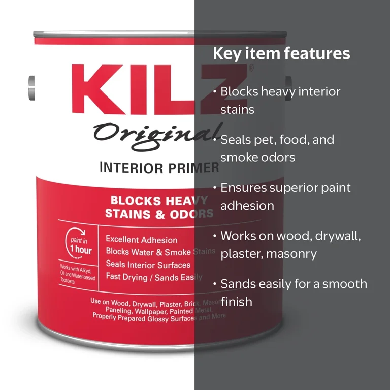KILZ Original 1 Gallon Oil-Based Primer, Odor Blocking, Water