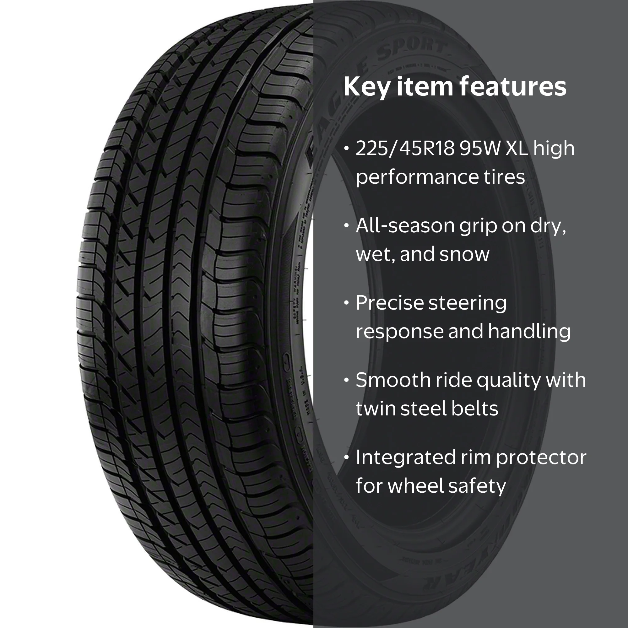 Goodyear Eagle Sport All-Season Passenger Tire 225/45R18 95W XL