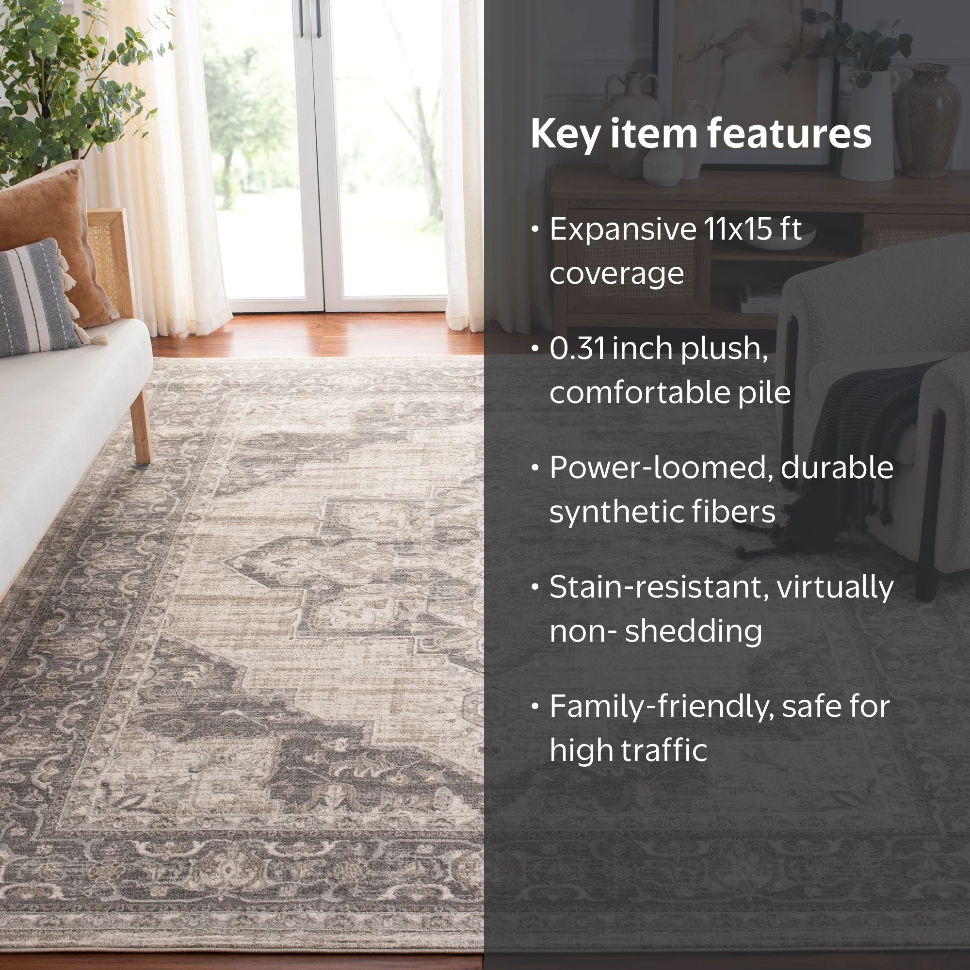 SAFAVIEH Brentwood Salah Oriental Area Rug, Cream/Gray, 11' x 15