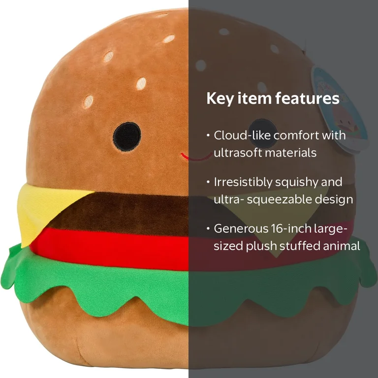 Squishmallows, Plush Toy, 16-inch, Cheeseburger Carl, Multicolor