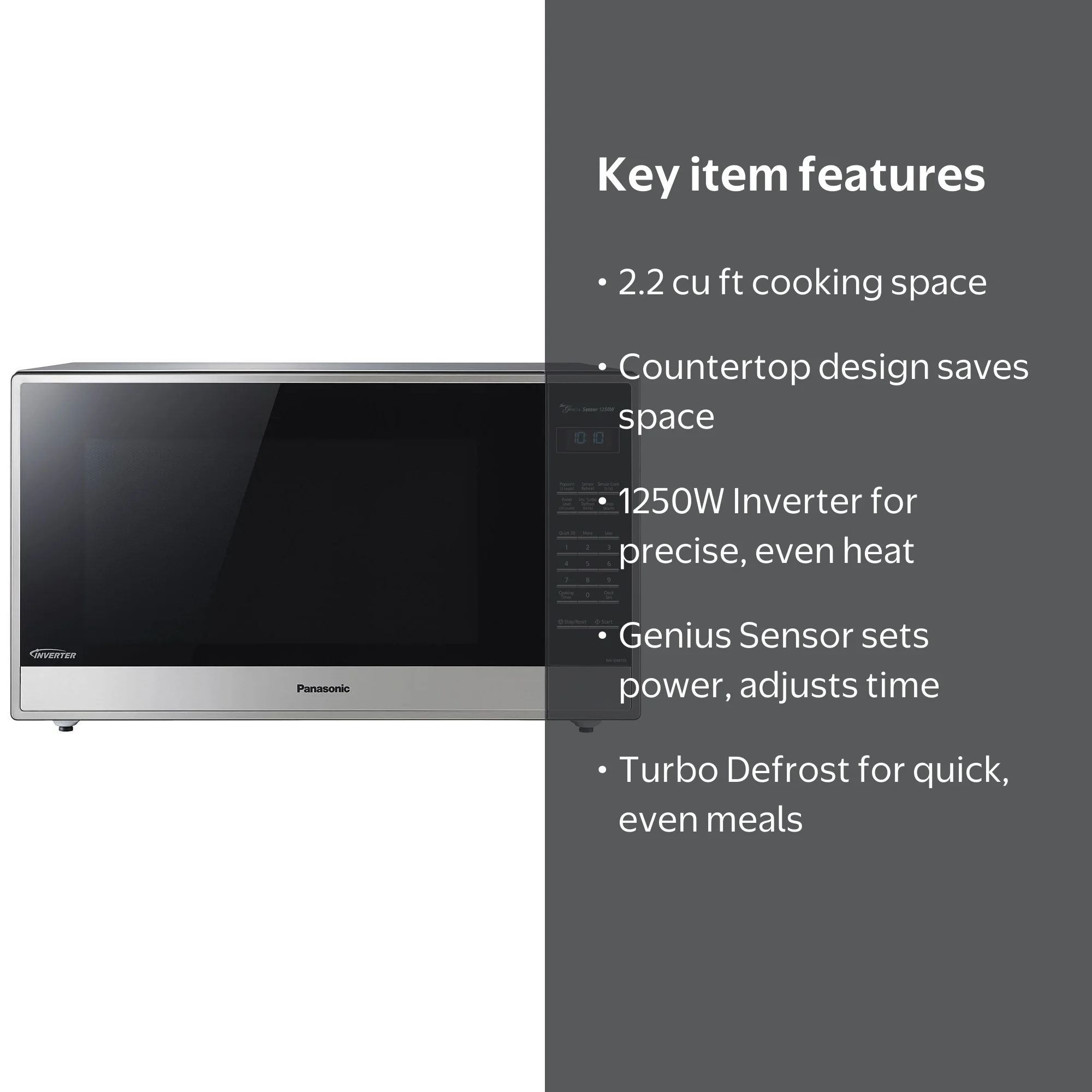 Panasonic 2.2 cu ft Inverter Microwave, Stainless Steel, Genius