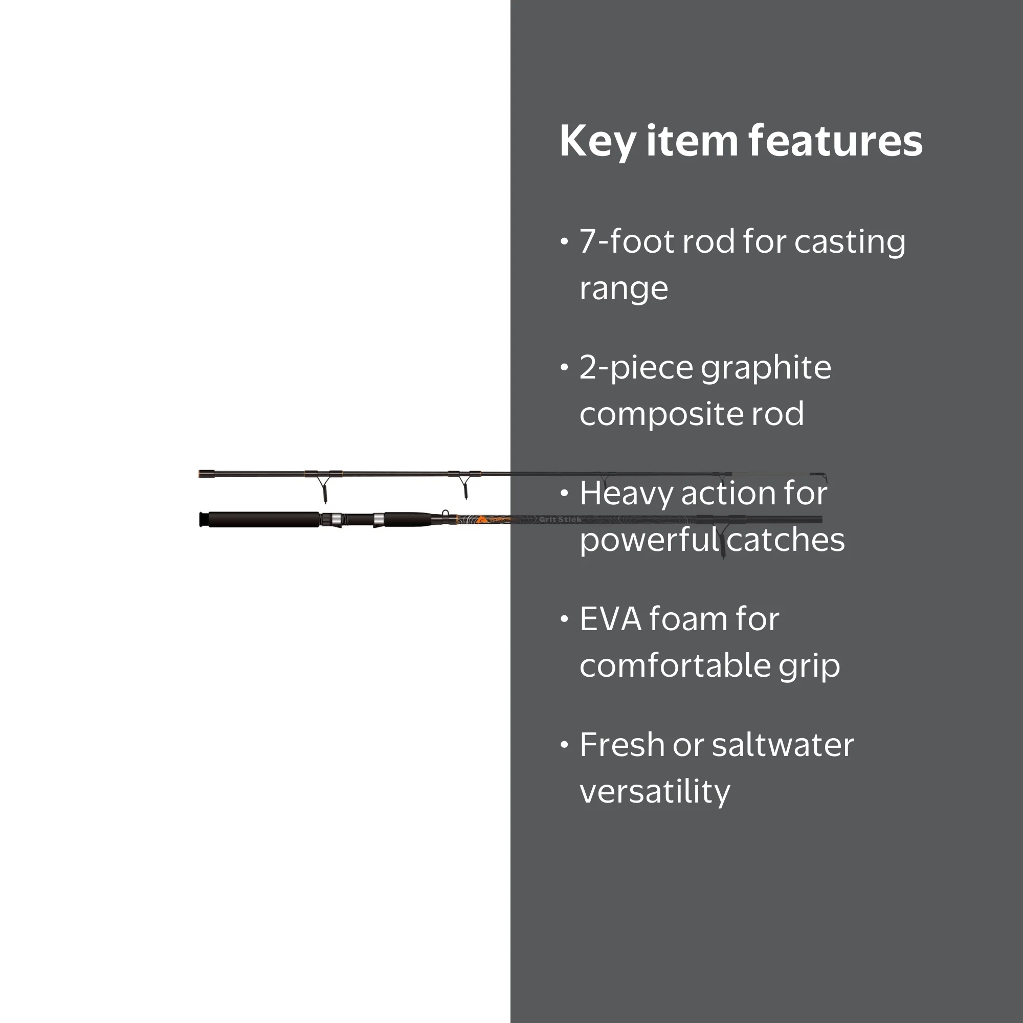 Ozark Trail Grit Stick Spinning Fishing Rod 7ft Heavy Action 2