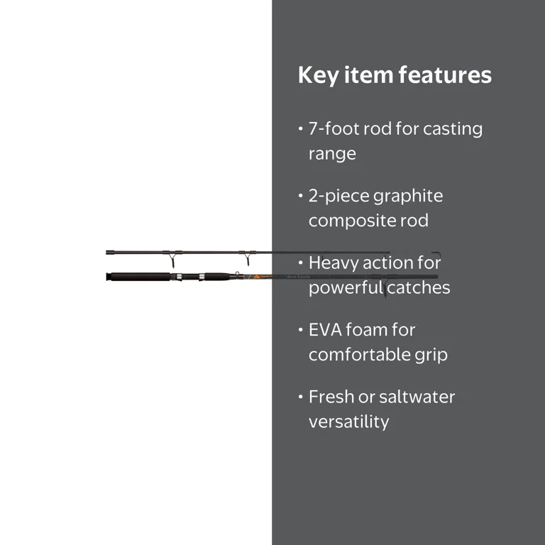 Ozark Trail Grit Stick Spinning Fishing Rod 7ft Heavy Action 2