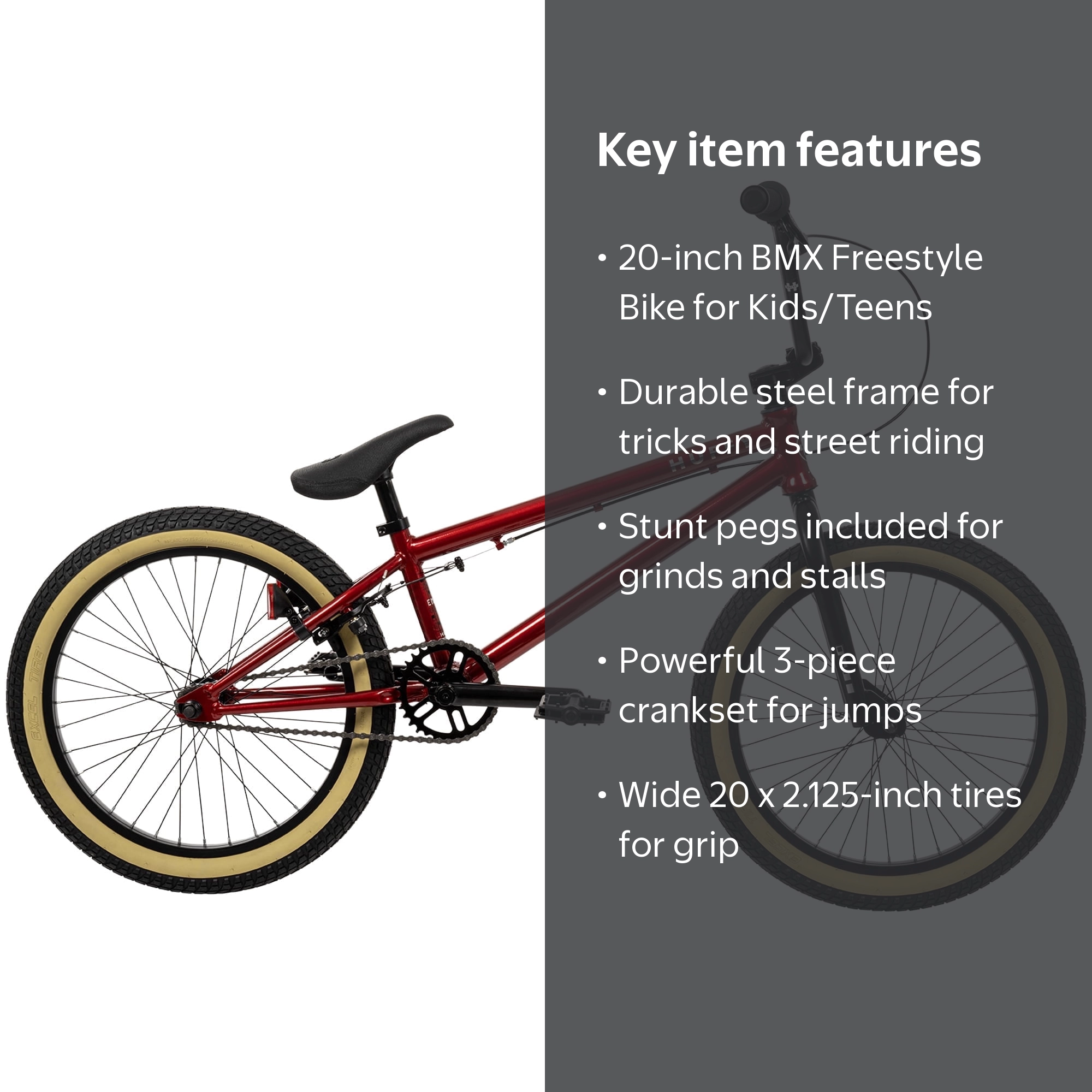 BRONX ファットバイク BMX レッド　20インチ Huffy 20” Enigma BMX Freestyle Bike, Kids/Teens, Candy Apple Red