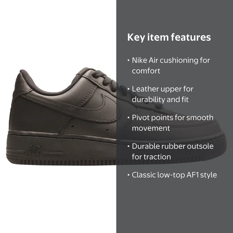 Men's Nike Air Force 1 '07 Black/Black (CW2288 001) - 7 - Walmart.com