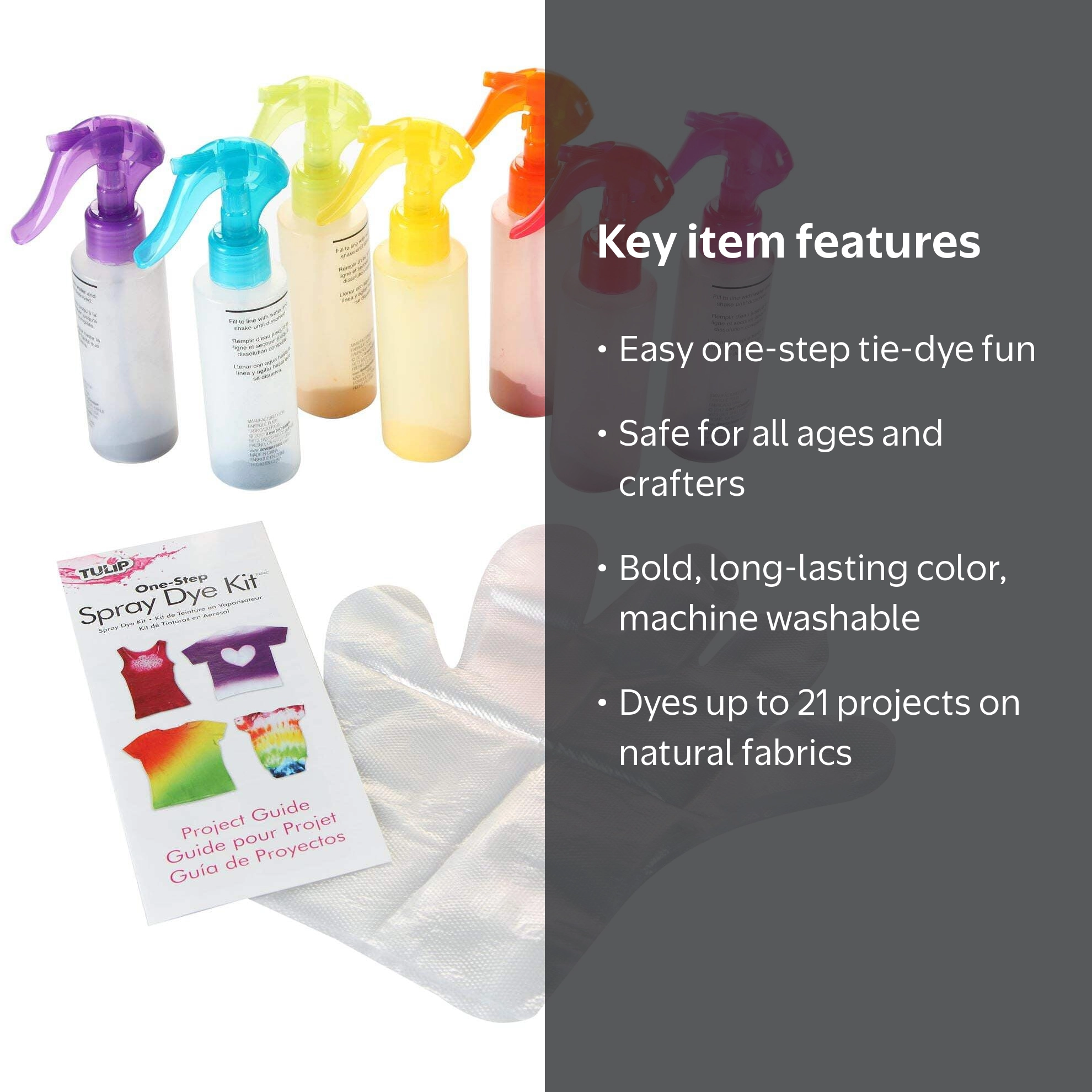 Tulip Spray Tie-Dye Kit for Shirts, 7 Individual Colors in Single