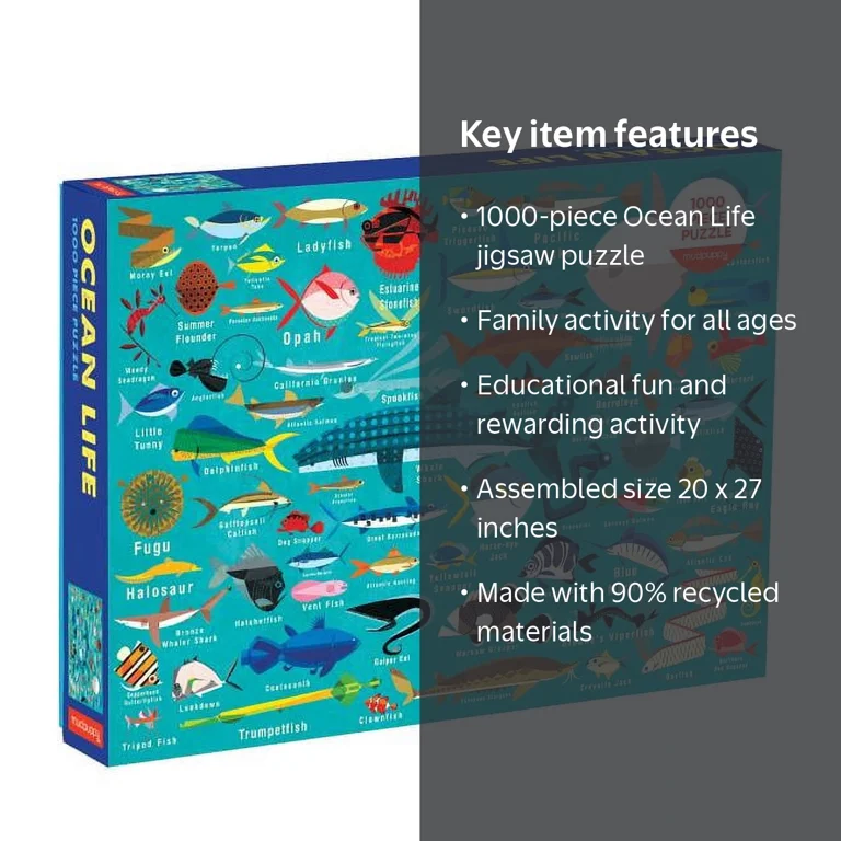 Mudpuppy, Ocean Life Family Puzzle, 1000 Piece, Vibrant Fish