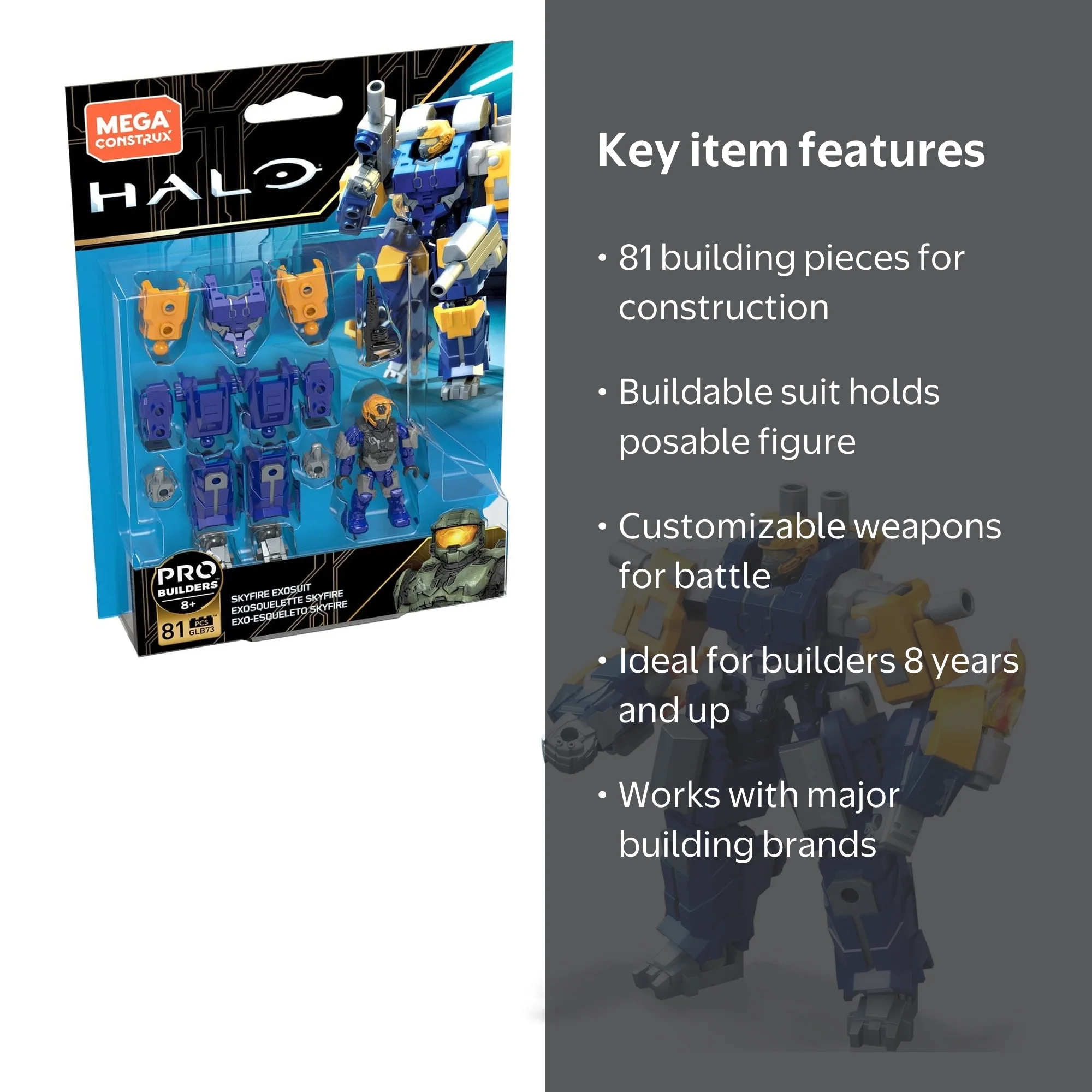 Mega Construx, Halo Skyfire Exosuit, 81 Pieces, Micro Action