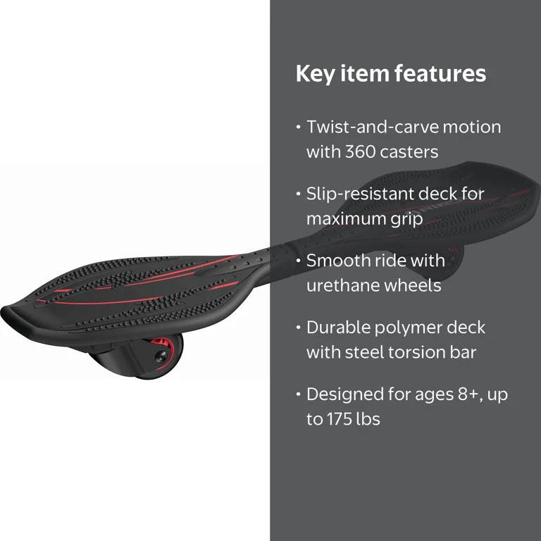 Razor Black Label RipStik Ripster Caster Board - 2 Wheel Pivoting
