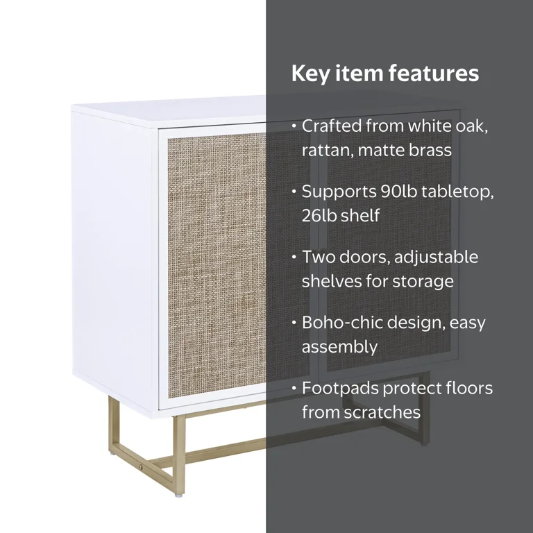Nathan James Kova Natural Cane Rattan Doors Accent Cabinet with