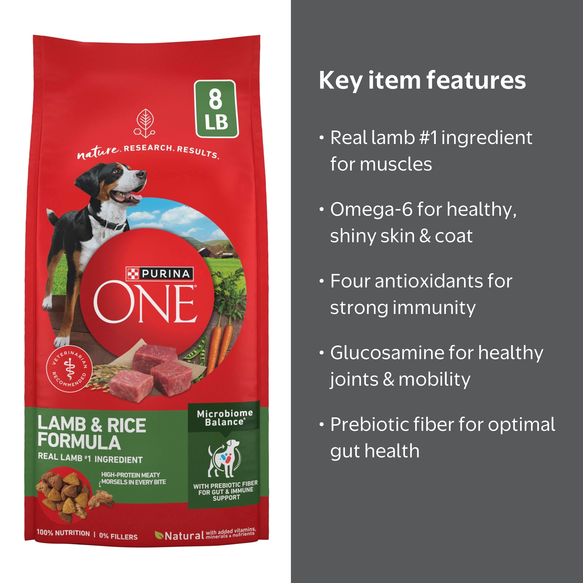 Purina ONE High Protein Dry Dog Food, Lamb and Rice Formula, 8 lb