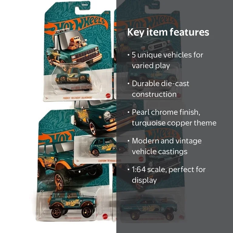 Hot Wheels Die-Cast Cars and Trucks, Pearl Chrome Finish, 56th