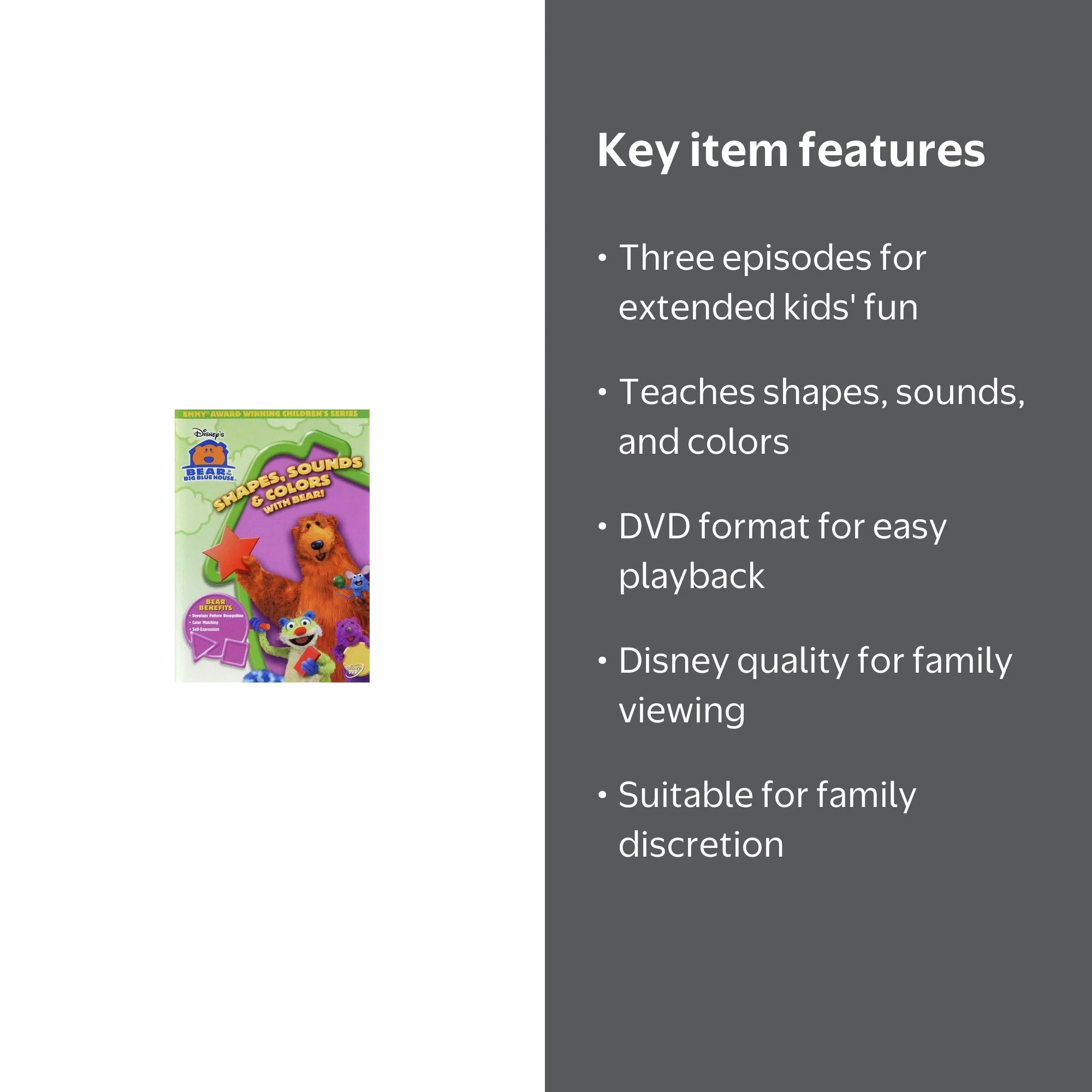 Disney, DVD, Shapes, Sounds & Colors with Bear, Join Bear and
