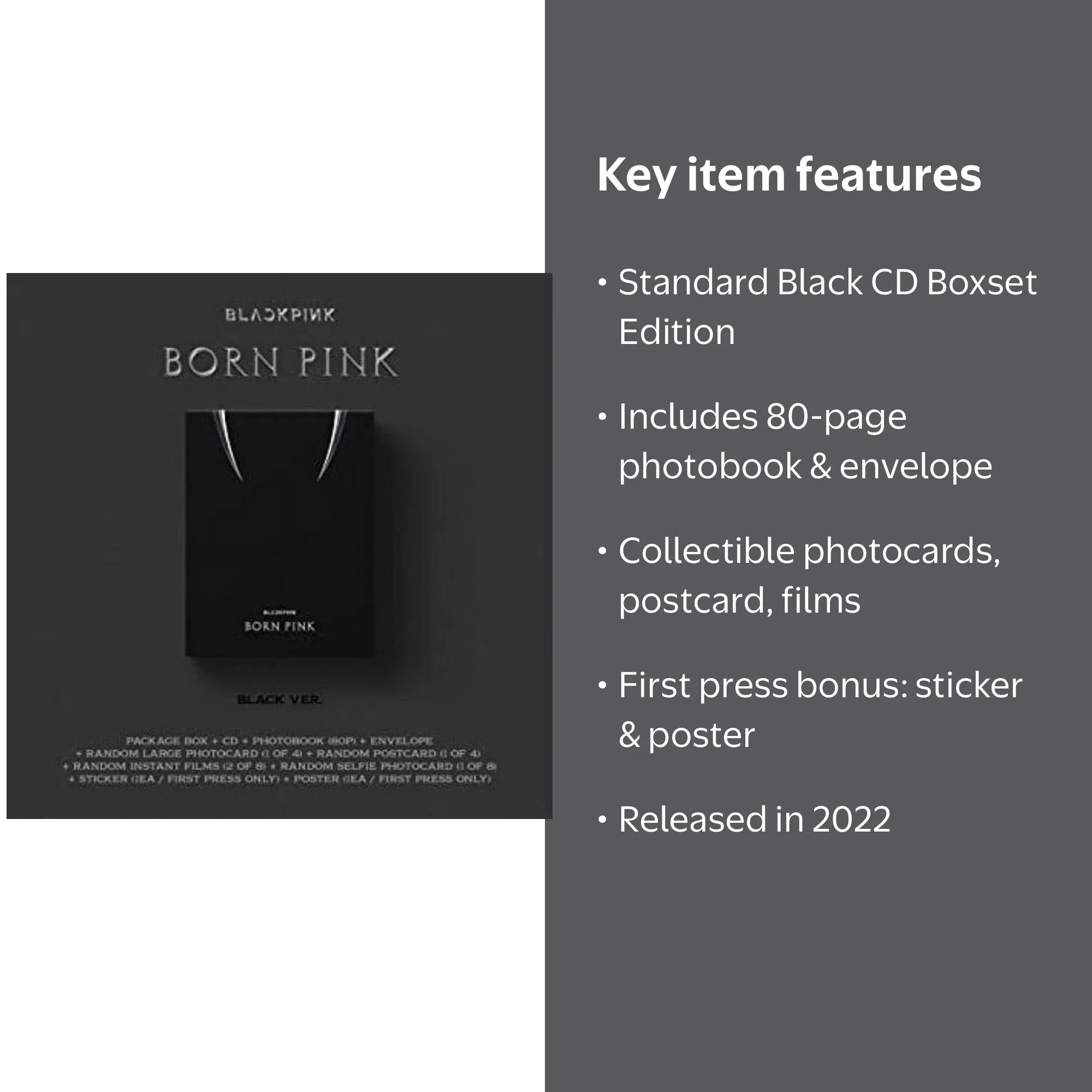 Blackpink - BORN PINK Standard CD Boxset Version B / BLACK, KPOP