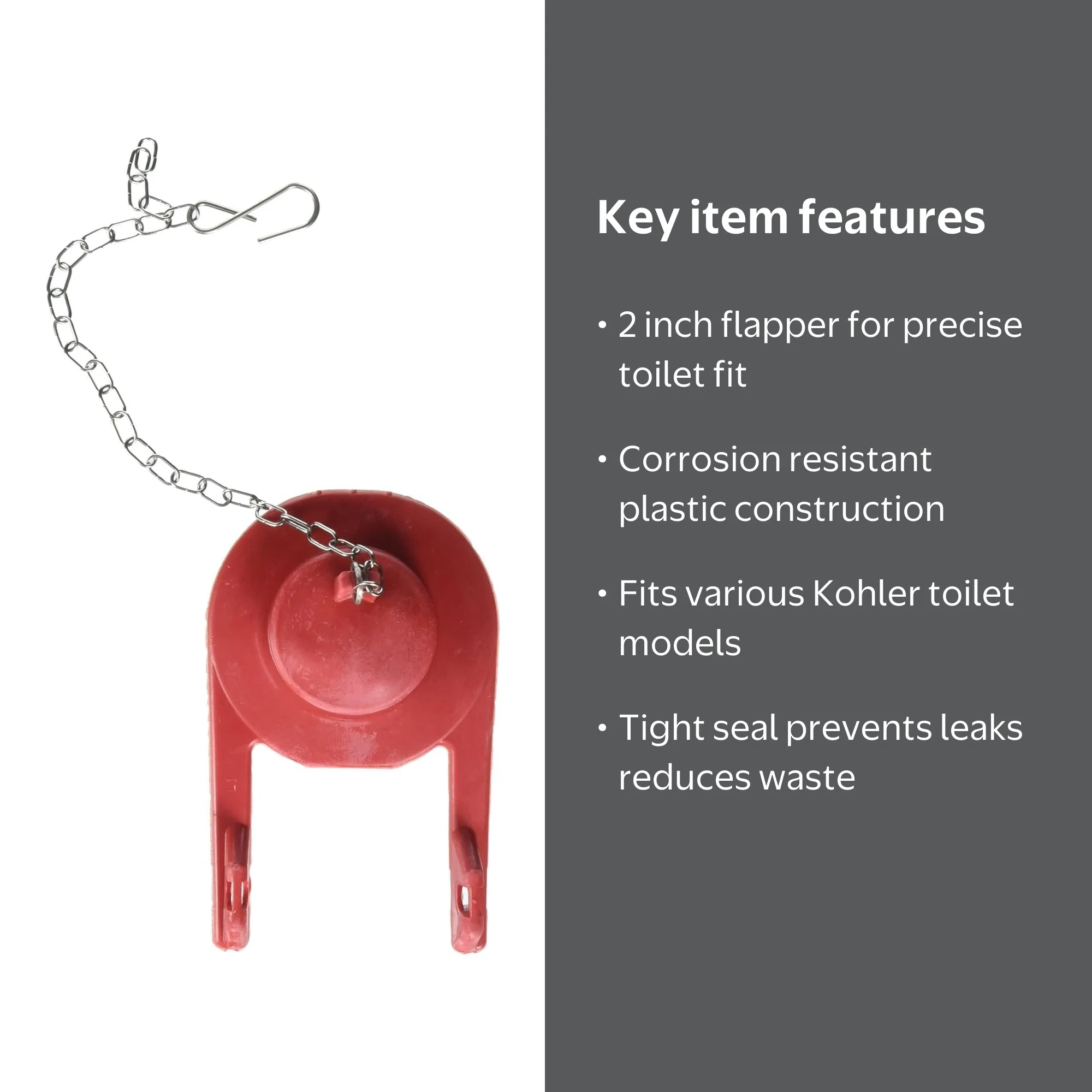 Kohler Toilet Flapper GP83064 - 2 In Plastic, Red - 1 Count Pack