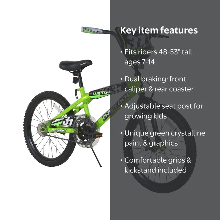 Dynacraft Wipeout 20-inch Boys BMX Bike for Age 7-14 Years