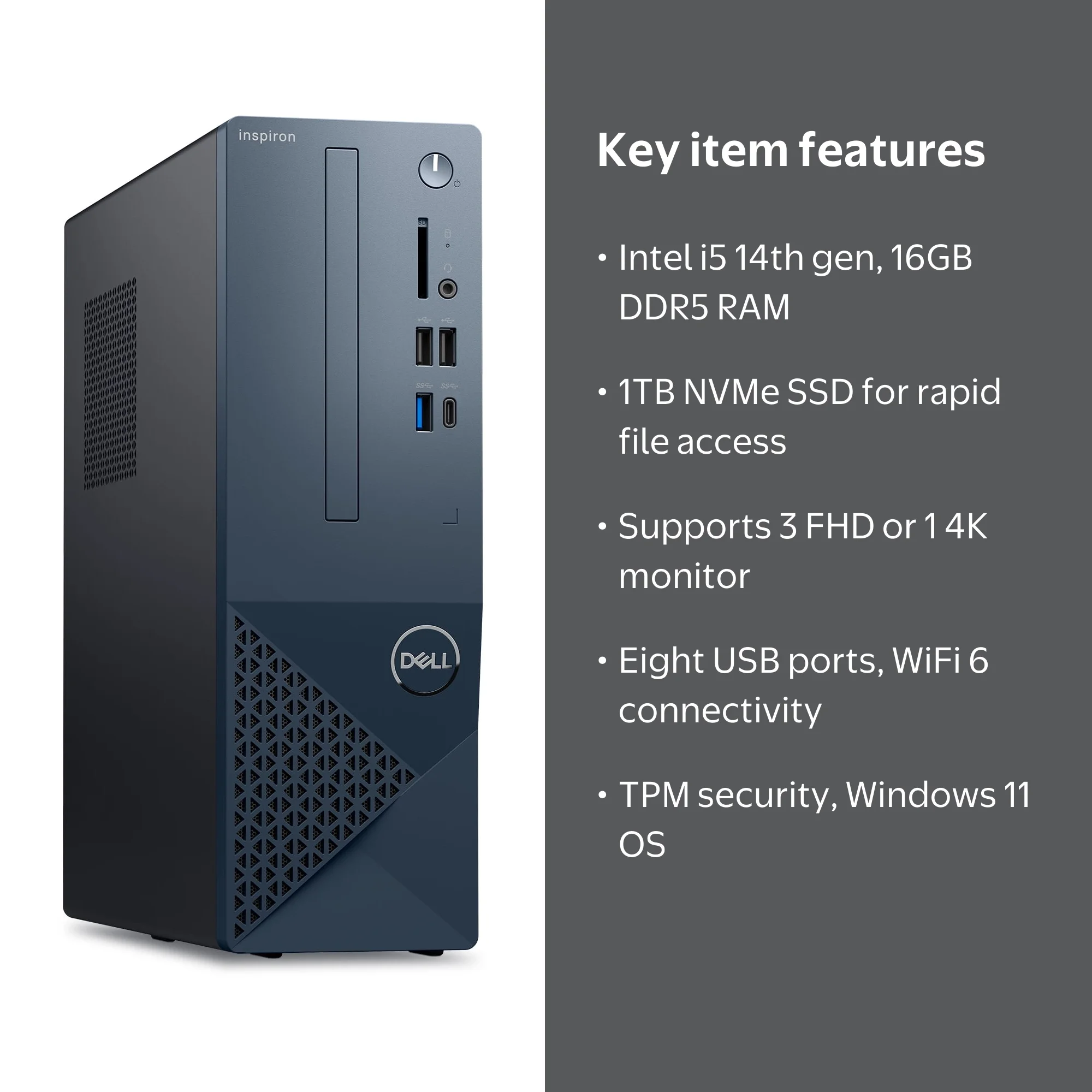 Dell, Small Desktop, 3030S, Intel Core i5 14400, 16GB RAM, 1TB SSD