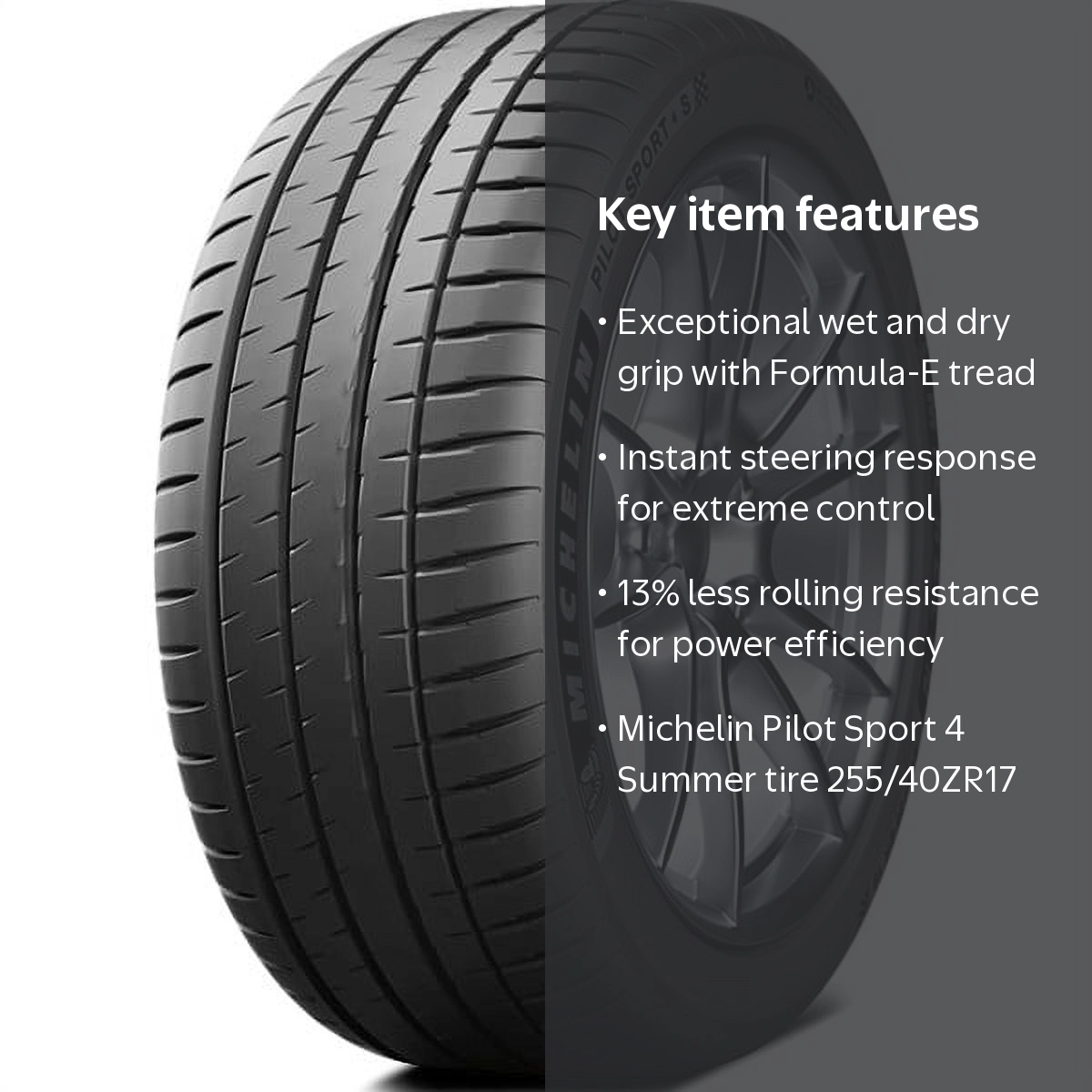 Michelin Pilot Sport 4 255/40ZR17 (98Y) XL Tire - Walmart.com