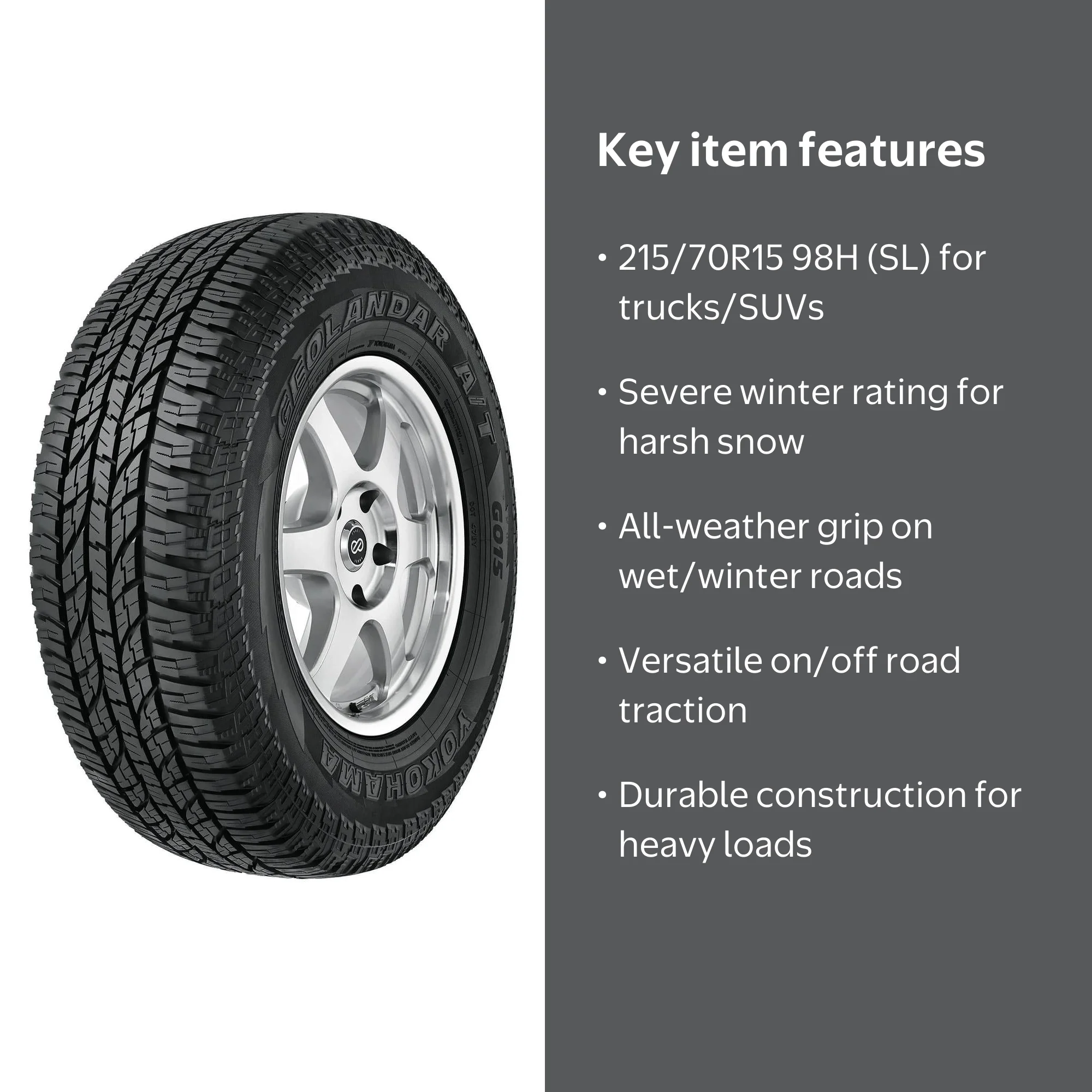 Yokohama Geolandar A/T G015 215/70R15 98H OWL All-Weather Tire for