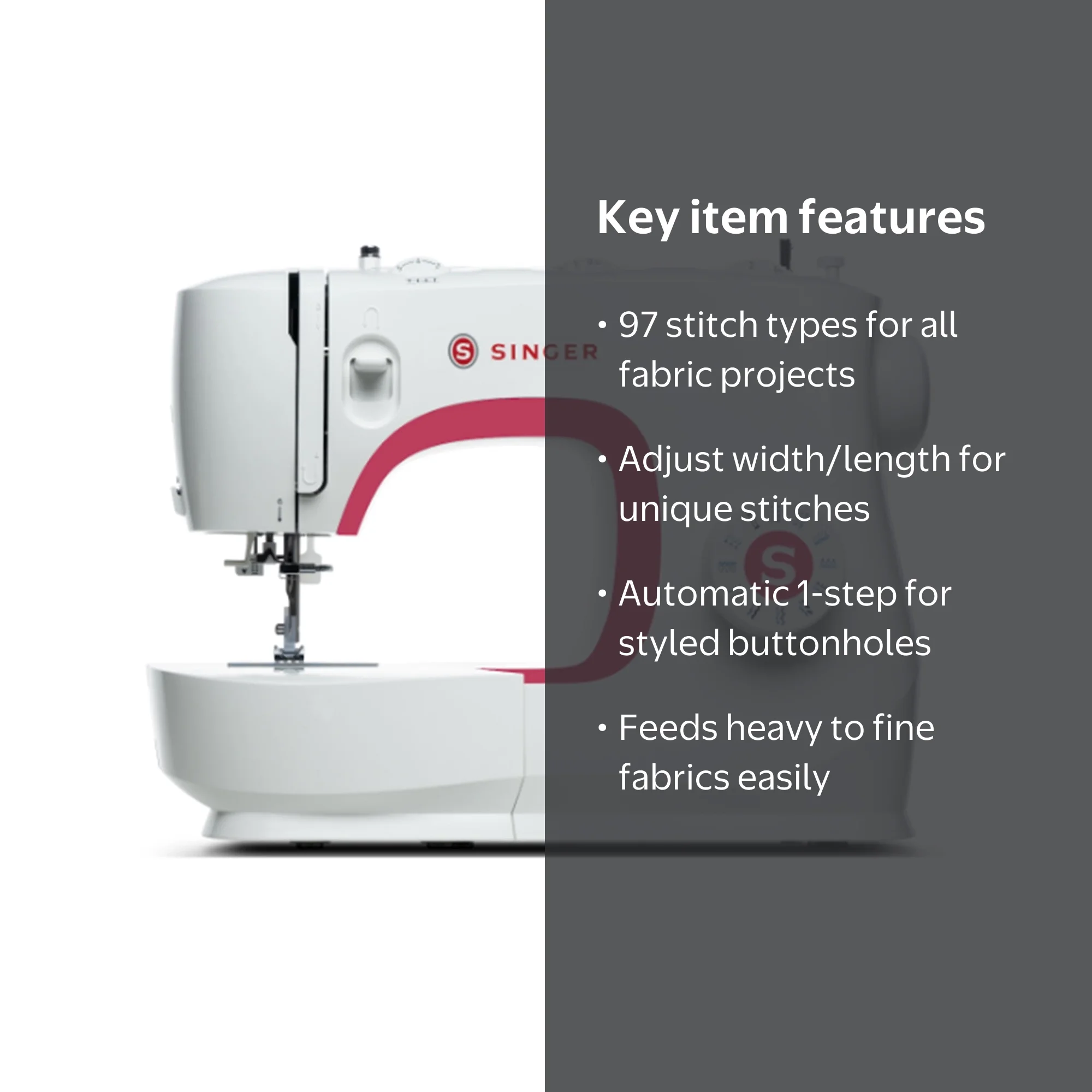 SINGER, Sewing Machine, MX231, White with 97 Stitch Applications
