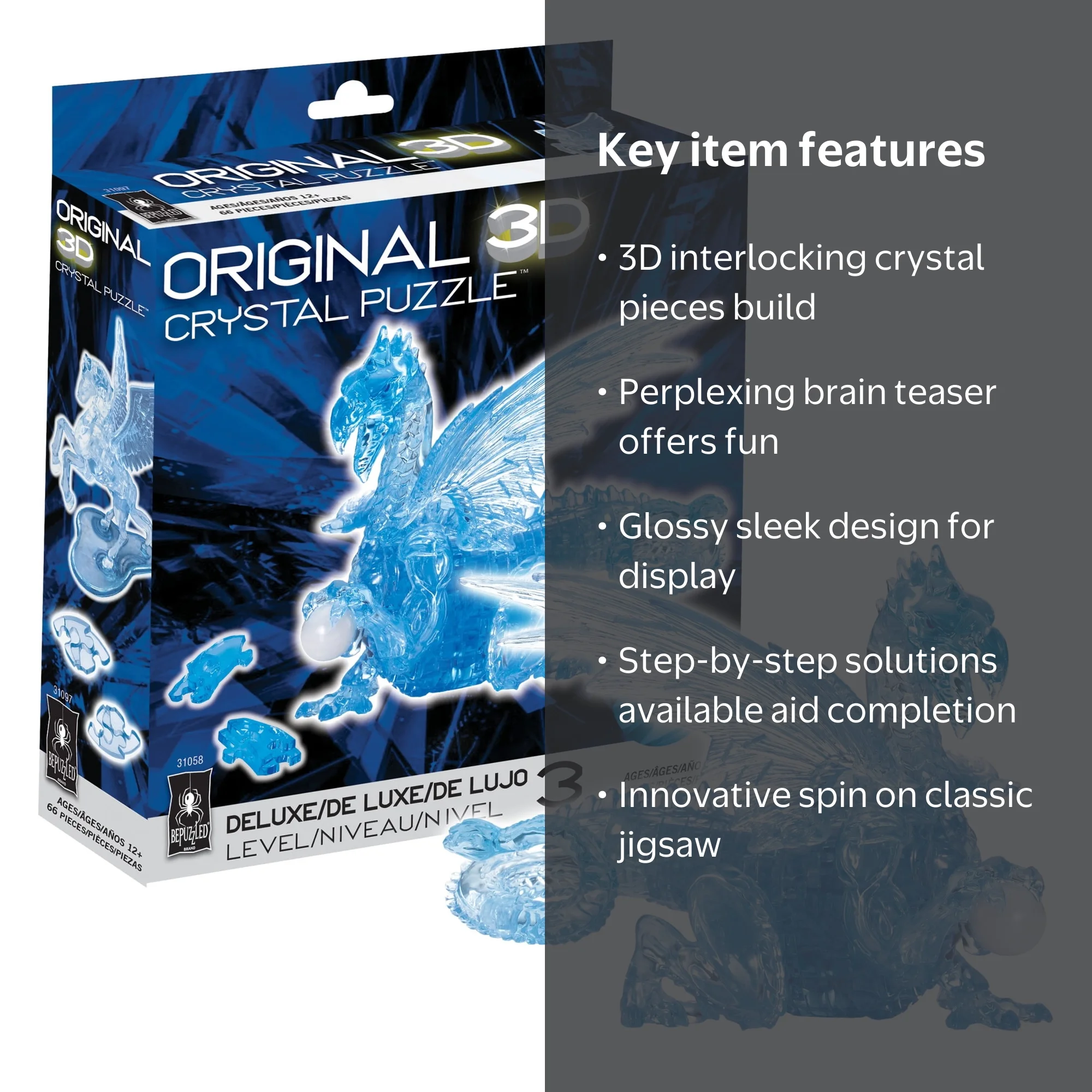 Dragon Original 3D Crystal Puzzle from BePuzzled, Ages 12 and Up