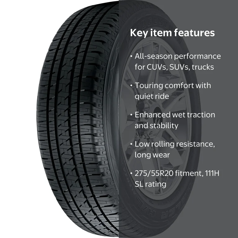 Bridgestone Dueler H/L Alenza Plus P275/55R20 111H All Season, 80K