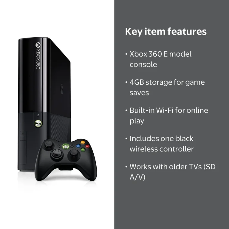 Xbox, Restored Microsoft Xbox 360 E 4GB Console, Built-in Wi-Fi