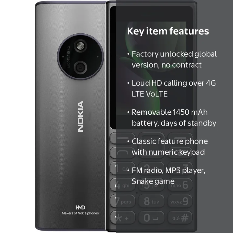 Nokia, 110 4G 2024 TA-1667, Titanium, Unlocked Dual SIM GSM