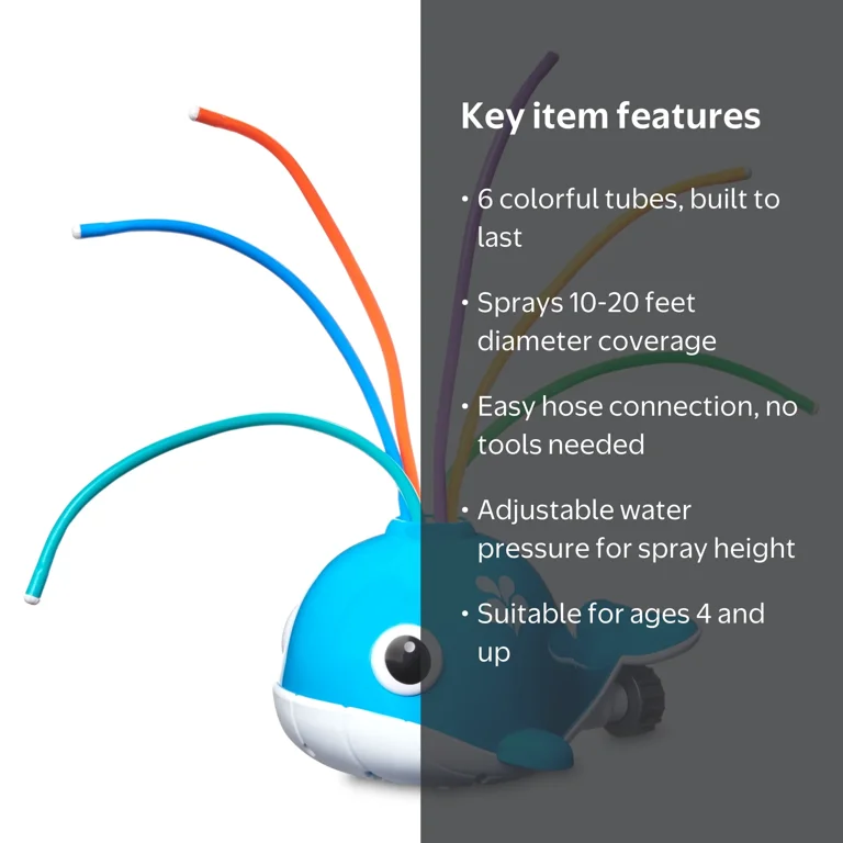 Play Day Wacky Whale Water Rotating Tubes Sprinkler Toy - Walmart.com