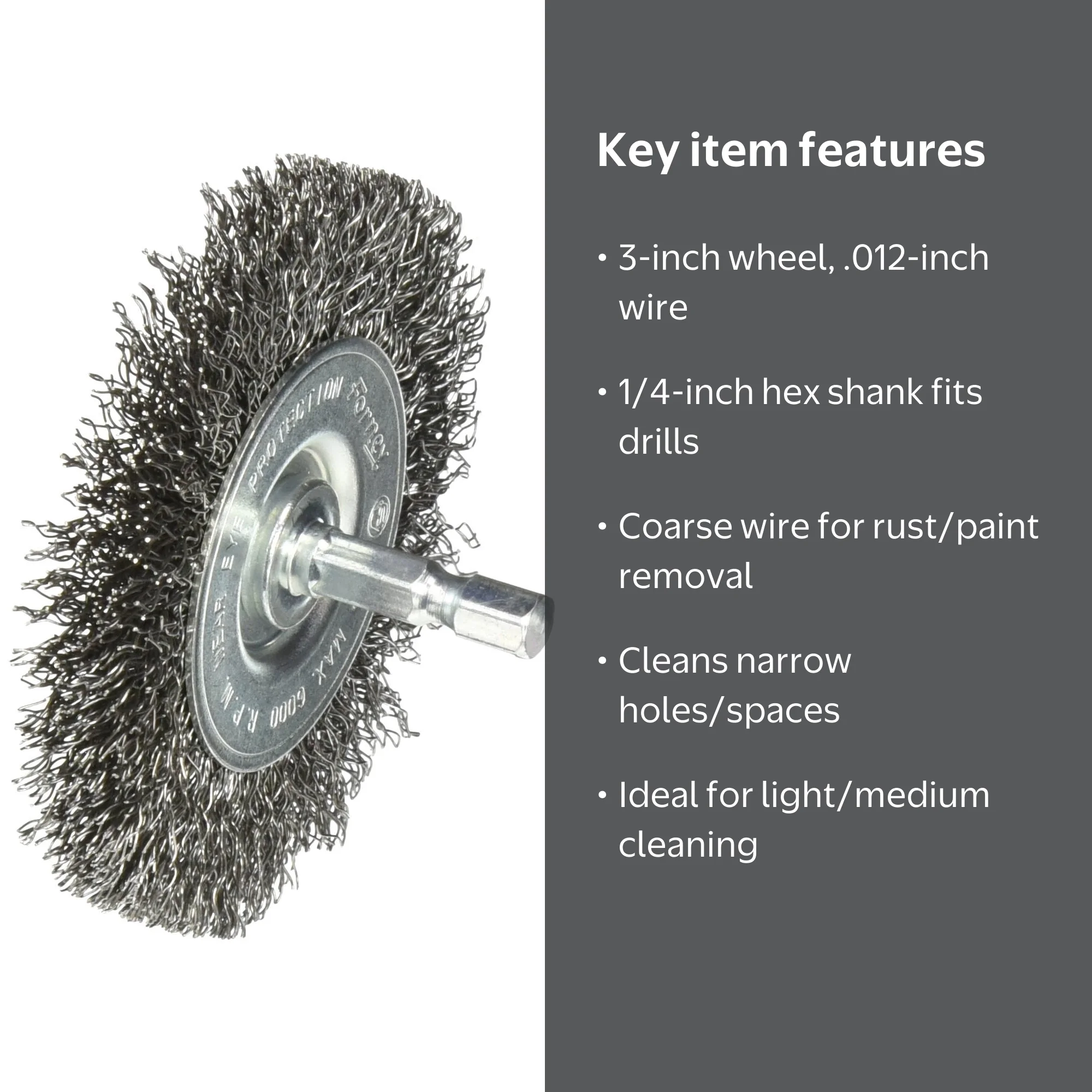 Forney 72735 Wire Wheel Brush, Coarse Crimped with 1/4-Inch Hex